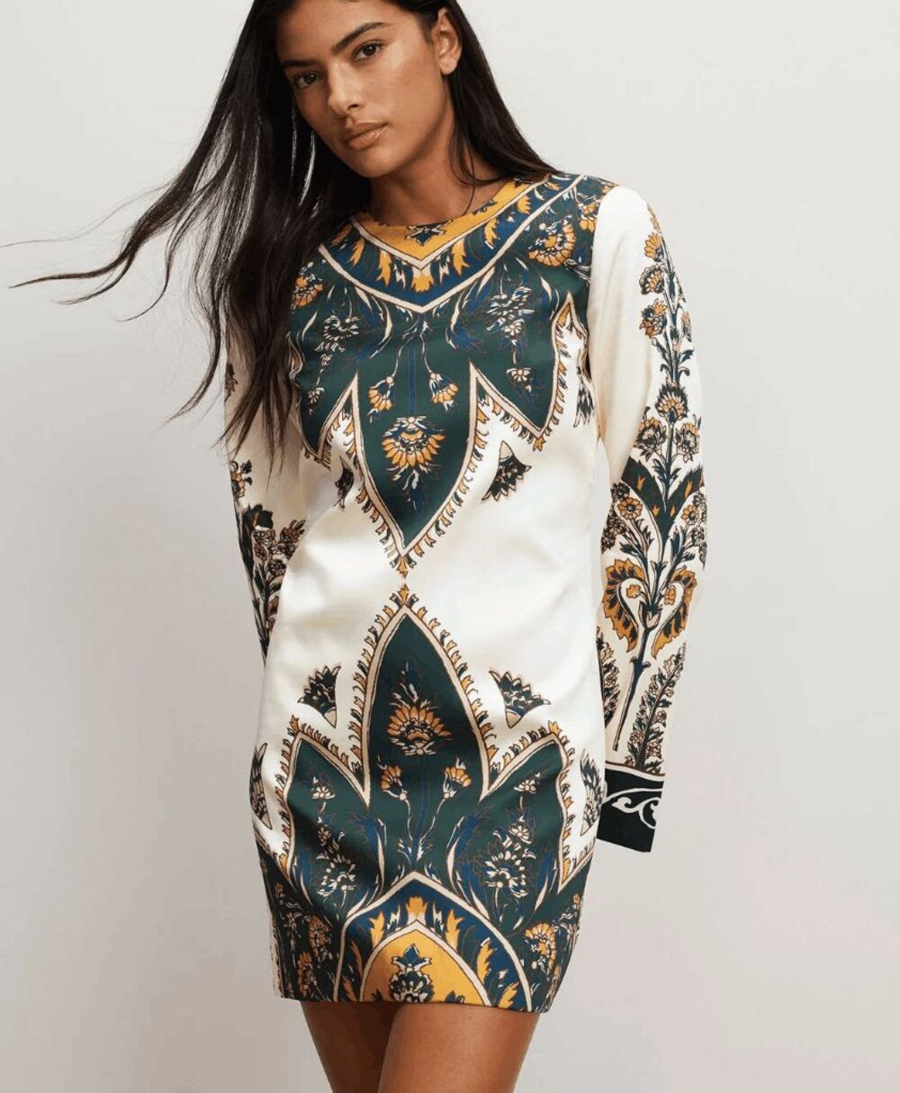 NWT Veronica Beard Cromwell Mini Dress- Off-White Scarf-Print Shift Dress- Size